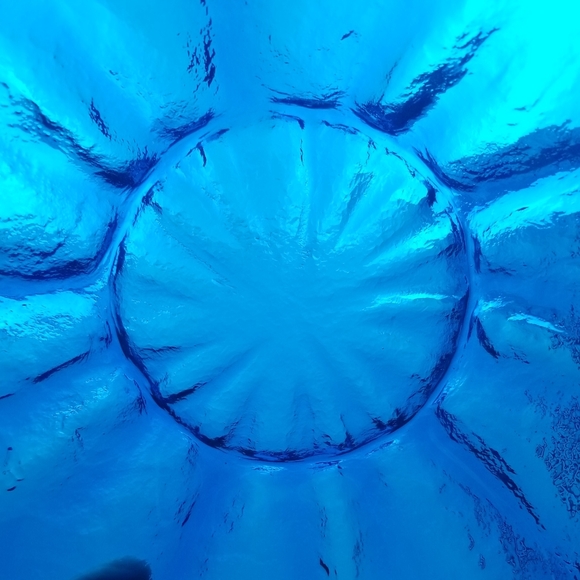 Vintage VIKING GLASS 10" Turquoise Designer Centerpiece Bowl by Wayne Husted USA - Picture 2 of 5